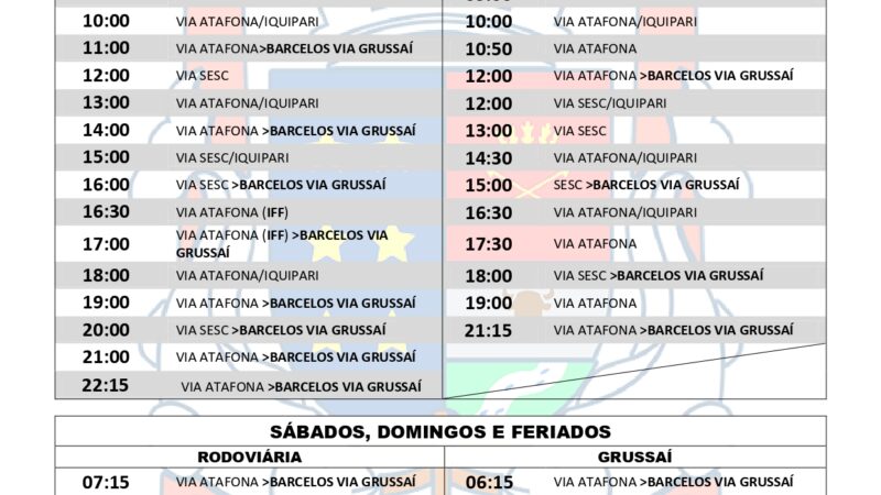 Horário de ônibus na região de São João da Barra