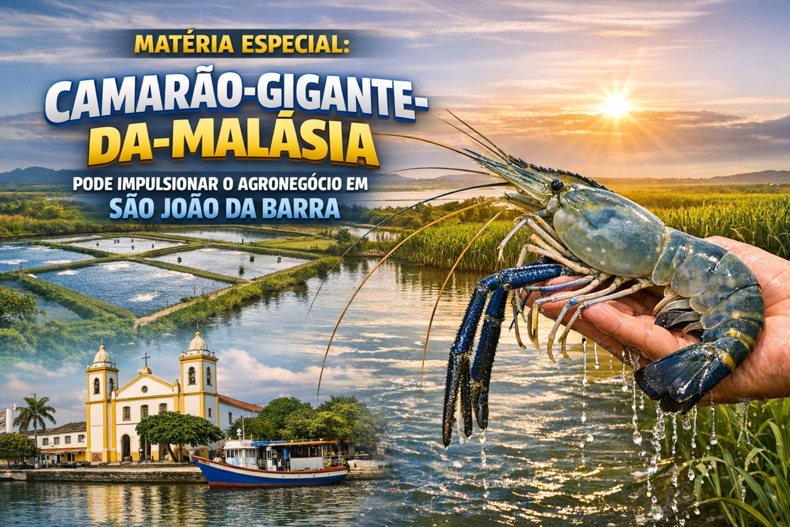 Matéria Especial: Camarão-Gigante-da-Malásia pode impulsionar o agronegócio em São João da Barra