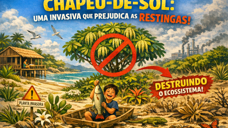 Chapéu-de-sol é uma invasiva que prejudica as restingas!