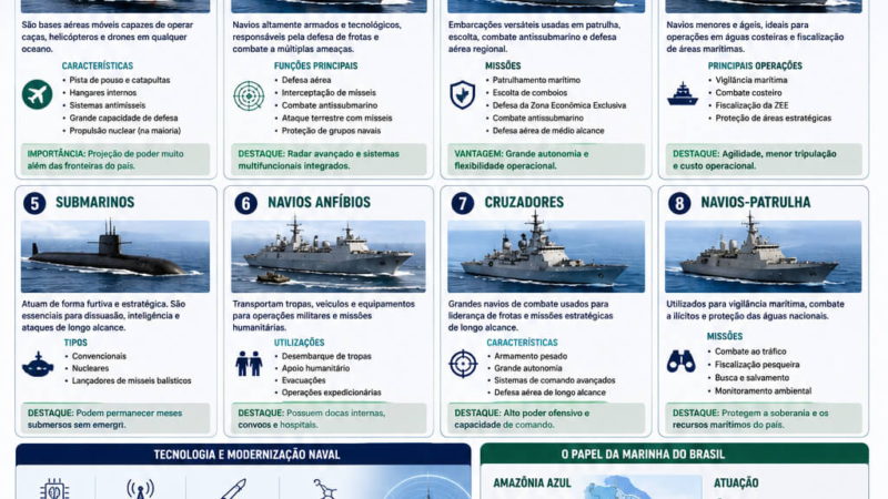 Tipos de Navios de Guerra: as embarcações que definem o poder naval moderno
