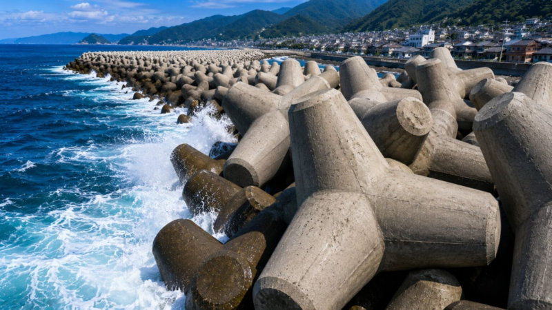 Blocos de concreto de até 80 toneladas com formato de quatro braços viraram a arma do Japão contra o oceano e se espalharam por Marrocos, Maldivas, Brasil e o mundo.