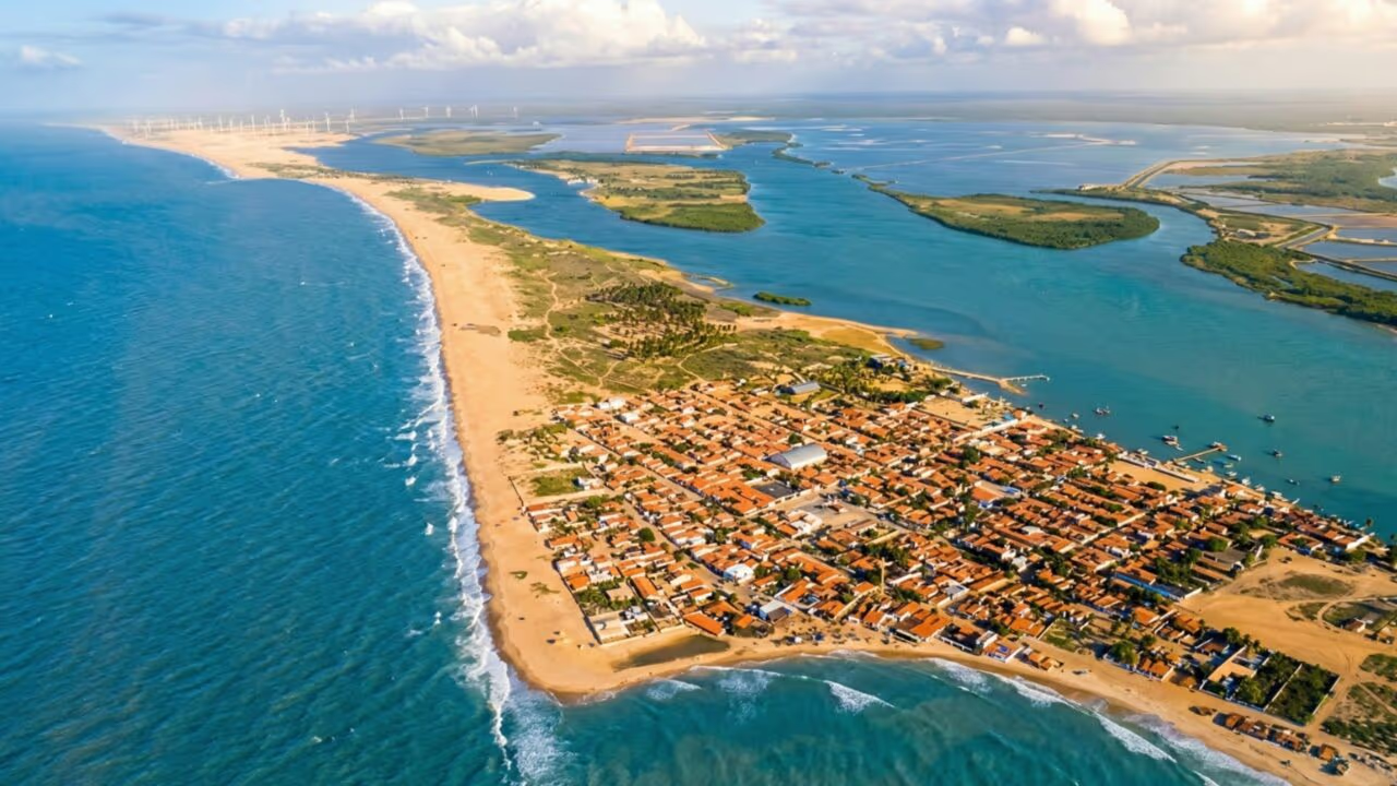 Sem asfalto, com charretes e travessia de barco: o vilarejo de 2 mil moradores cercado pelas maiores salinas do Brasil