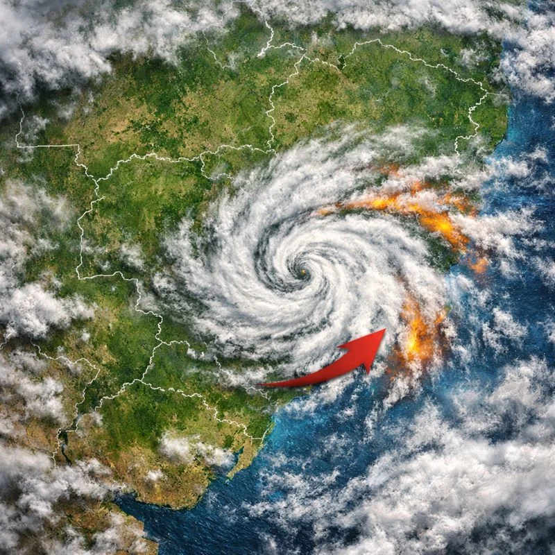 Ciclone e frente fria derrubam temperatura e provocam chuva forte no fim de semana