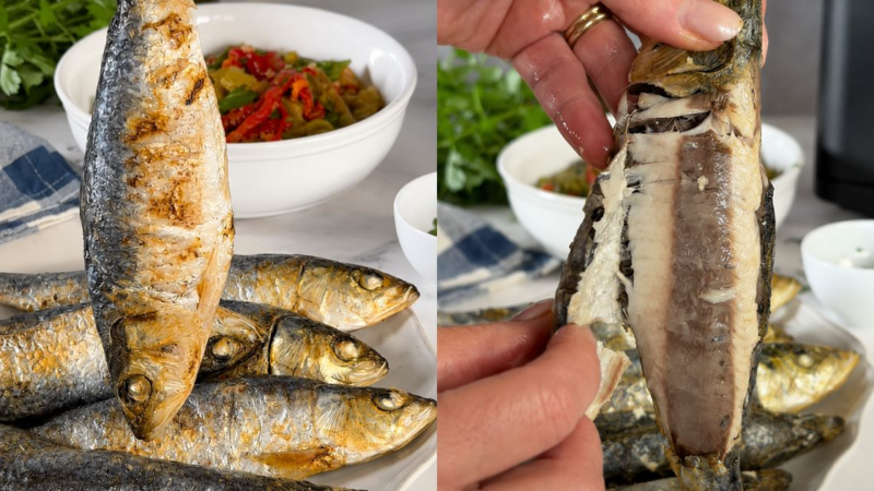 Assar sardinha na air fryer nunca foi tão fácil! Veja como fazer uma pele crocante