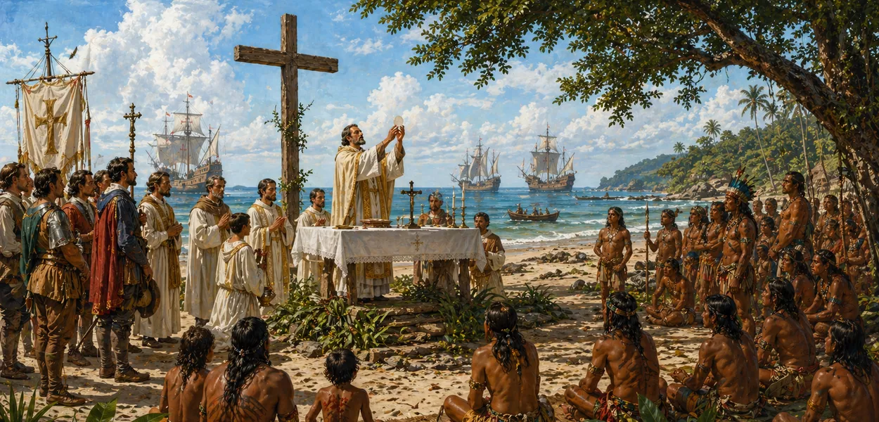 Primeira missa no Brasil marcou o início simbólico da colonização e da imposição do cristianismo aos povos originários