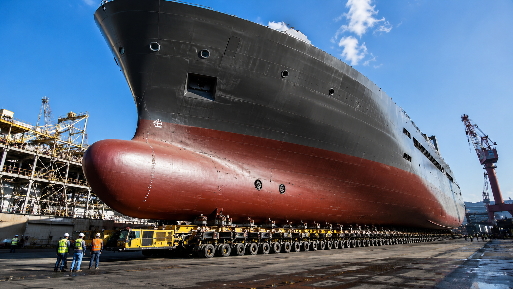 Centenas de rodas giram juntas em silêncio para carregar peças que caminhão nenhum consegue mover: plataformas SPMT suportam até 44 toneladas por eixo e levam pontes, navios e módulos industriais como se fossem brinquedos