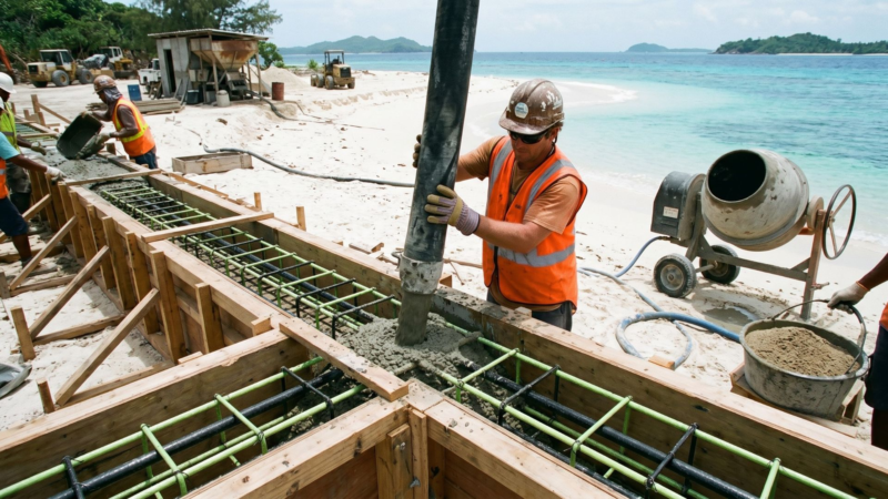 Concreto feito com água do mar e areia marinha desafia uma das regras básicas da construção civil