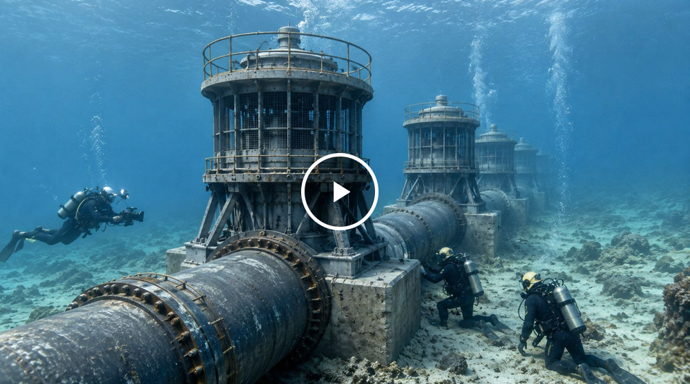 Chile instala um inmisario submarino de 1.025 metros com 5 torres de captação no Pacífico para transformar água do mar em 86,4 milhões de litros por dia contra a seca
