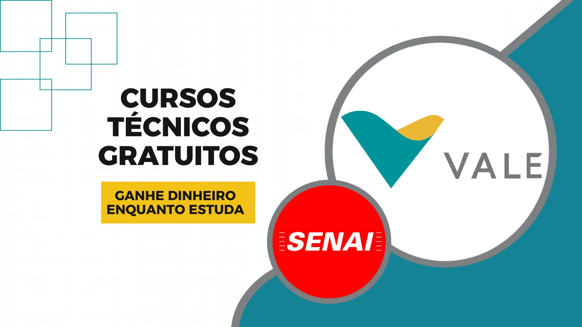Vale e Senai lançam programa de cursos técnicos gratuitos e auxílio de R$ 2 mil por mês