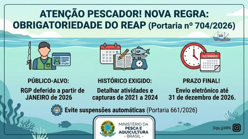 ATENÇÃO, PESCADOR: MPA torna obrigatório o envio do REAP para novos registros; prazo vai até dezembro
