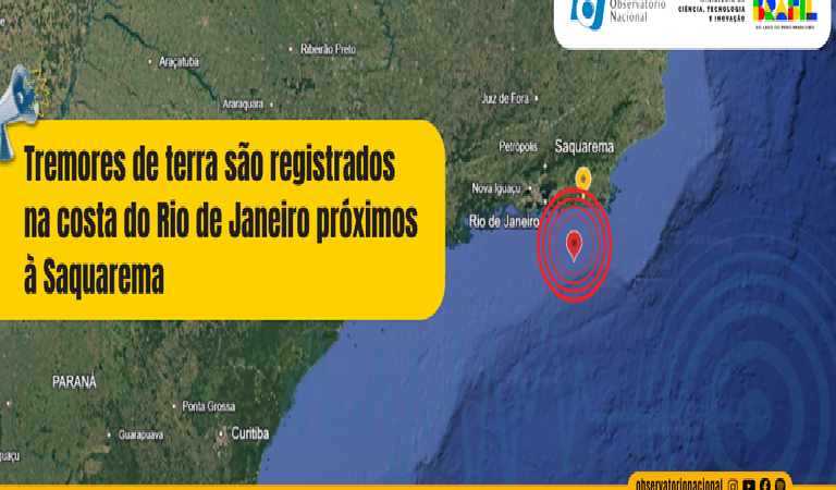Tremores de terra são registrados na costa do Rio de Janeiro, próximos à Saquarema