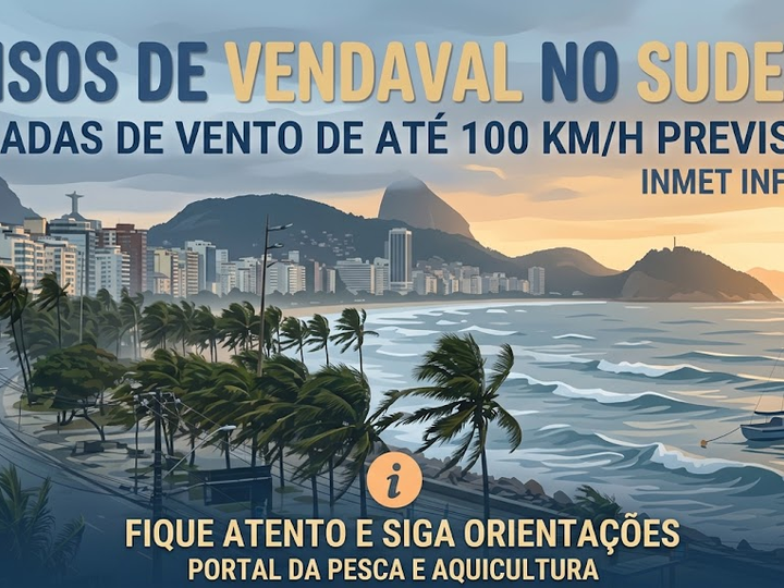 Inmet amplia avisos de vendaval e prevê rajadas de até 100 km/h no Sudeste