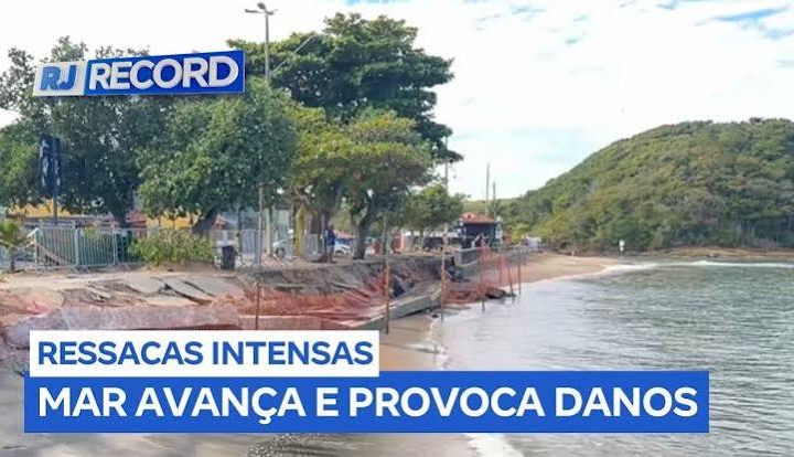 Avanço do mar e erosão mudam cenário na Praia da Boca da Barra em Rio das Ostras