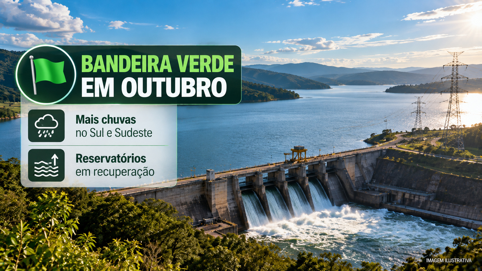 Conta de luz terá bandeira verde em outubro após 5 meses de cobrança extra e consumidor deixa de pagar adicional de R$ 1,885 a cada 100 kWh