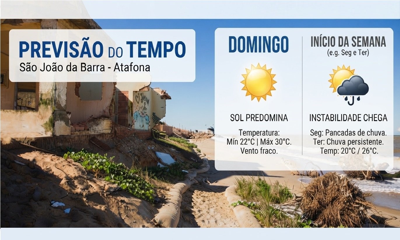 Previsão do Tempo: Sol predomina no domingo e instabilidade marca o início da semana em São João da Barra – Atafona